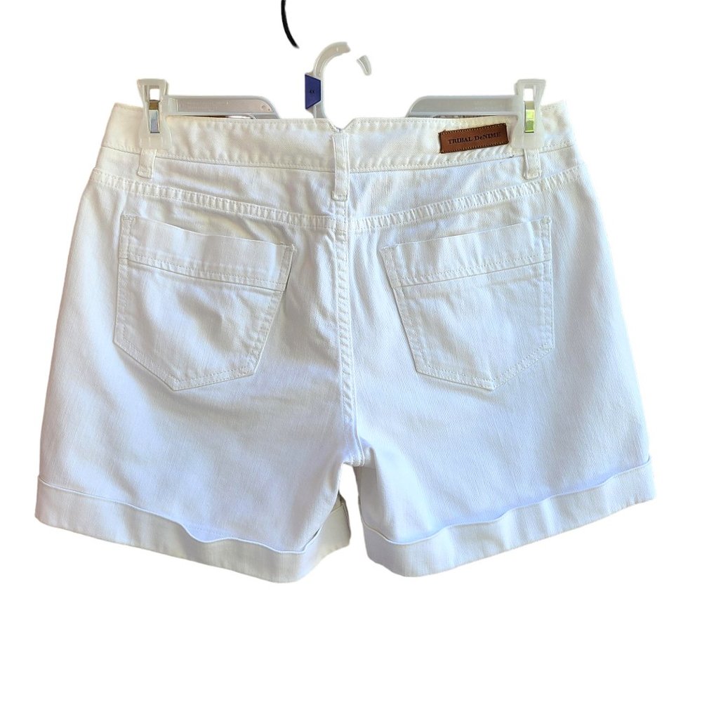 Tribal DeNime Mid Waist Curvy Fit Shorts Womens 29/8 White Camille Shorts - Picture 9 of 9